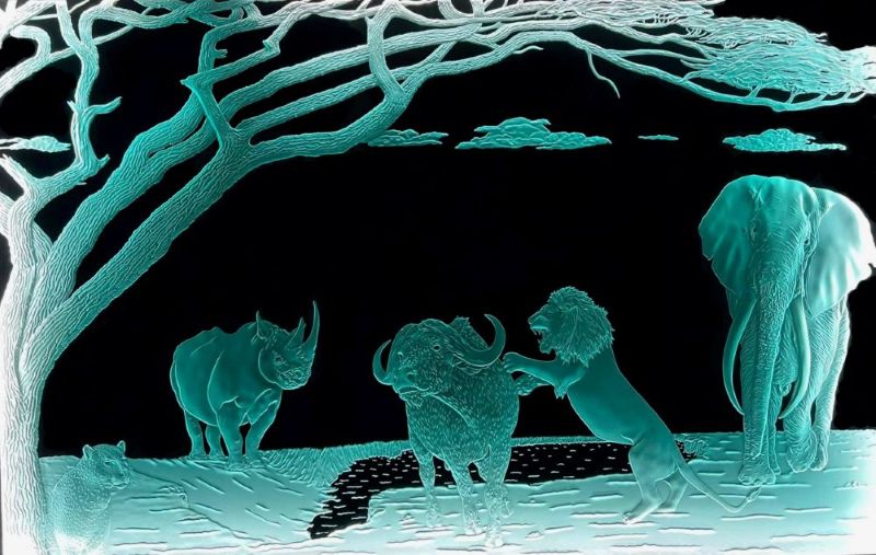 African-Scene-Sand-Carved-Glass-by-Lex-Melfi